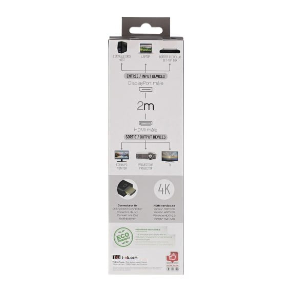 EAN 3303170104552 - T'nB HDMIDP2 adaptador de cable de vídeo 2 m DisplayPort HDMI tipo A (Estándar) Negro imagen 5