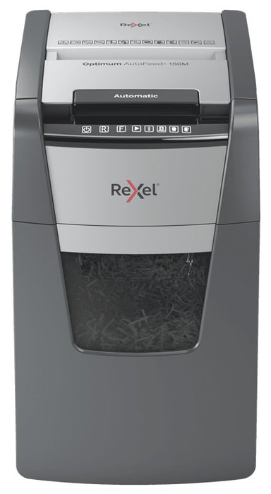 EAN 5028252613903 - Rexel Optimum AutoFeed+ 150M triturador de papel Microcorte 55 dB 22 cm Negro, Gris imagen 1