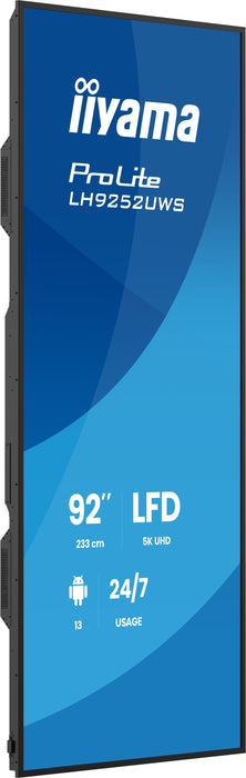 EAN 4948570128051 - iiyama LH9252UWS-B1AG pantalla de señalización Diseño de quiosco 2,34 m (92") LCD Wifi 500 cd / m² UltraW imagen 4