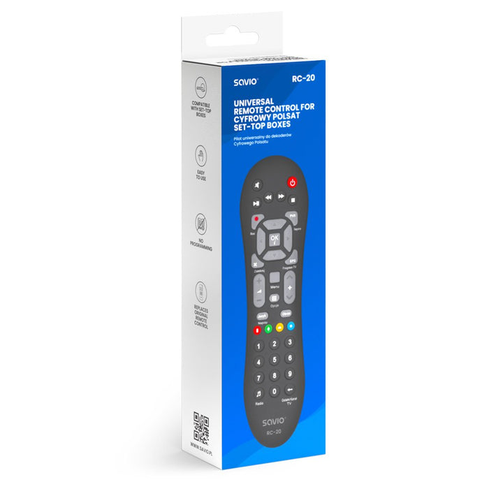 EAN 5901986049555 - Savio RC-20 mando a distancia IR inalámbrico DTV, TV Botones imagen 2