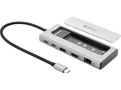 EAN 5705730136825 - Sandberg 136-82 base para portátil y replicador de puertos Alámbrico USB 3.2 Gen 2 (3.1 Gen 2) Type-C Gri imagen 1