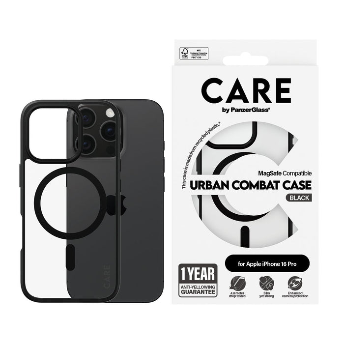 EAN 5715685004247 - PanzerGlass CARE™ by ® Urban Combat Case Transparent w. Black Frame & MagSafe iPhone 16 Pro funda para te imagen 2