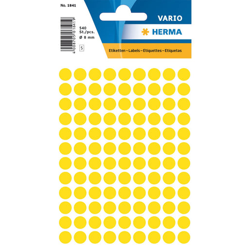 EAN 4008705018418 - HERMA 1841 etiqueta autoadhesiva Círculo Amarillo 540 pieza(s) imagen 1
