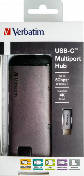 EAN 0023942491422 - Verbatim 49142 base para portátil y replicador de puertos USB 3.2 Gen 1 (3.1 Gen 1) Type-C Negro, Plata imagen 2