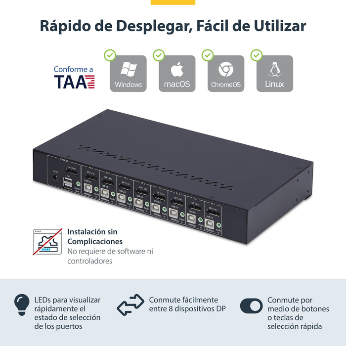 EAN 65030907224 - StarTech.com R8AD122-KVM-SWITCH interruptor KVM Montaje en rack Negro imagen 7