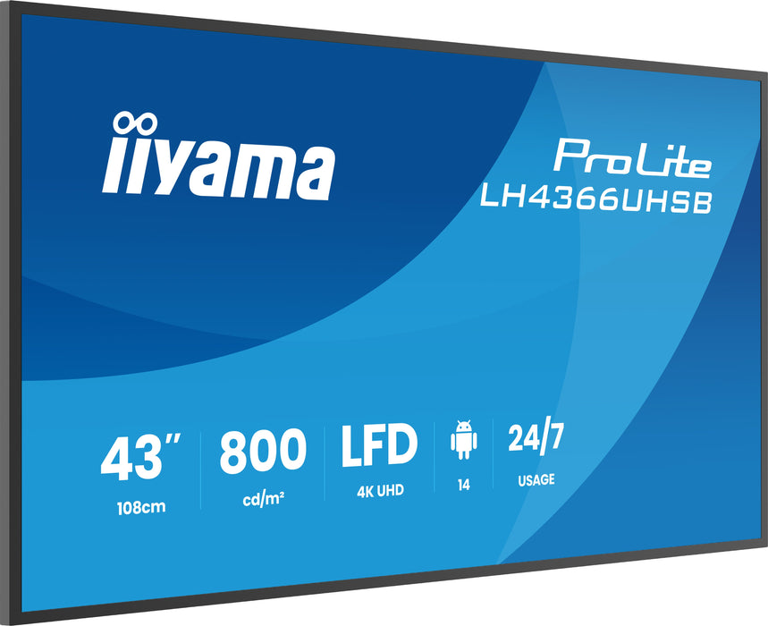 EAN 4948570128204 - iiyama LH4366UHSB-B1AG pantalla de señalización Pantalla plana para señalización digital 109,2 cm (43") L imagen 3