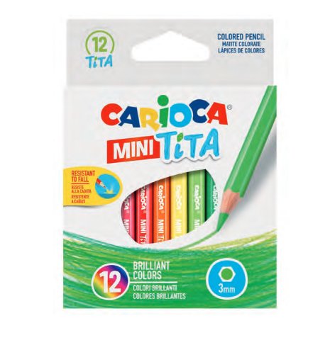 EAN 8003511423230 - Carioca Mini Tita Verde, Verde claro, Naranja, Rosa, Rojo, Amarillo 12 pieza(s) imagen 1