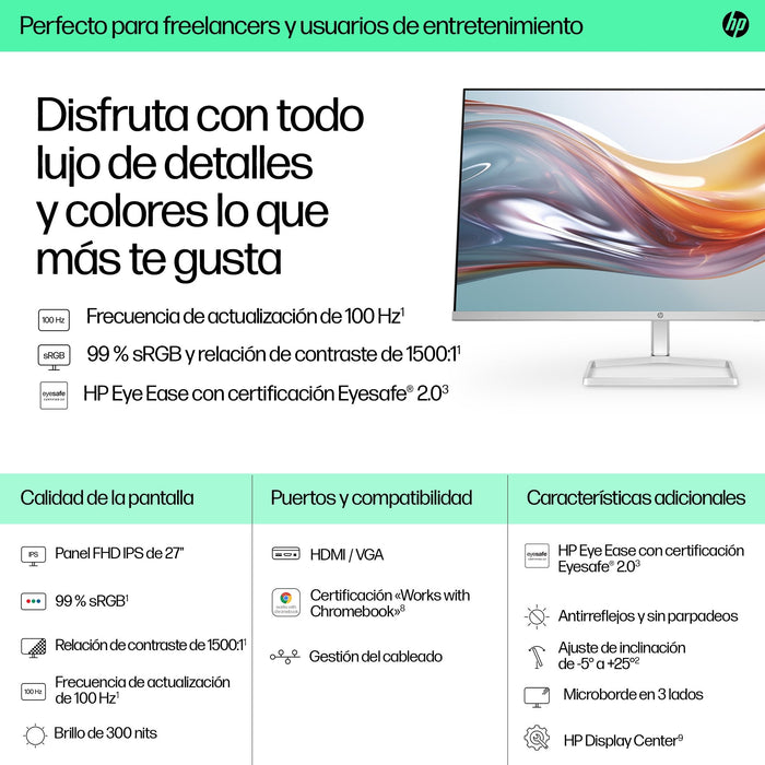 EAN 197498944180 - HP Series 5 27 inch FHD White Monitor - 527sw pantalla para PC 68,6 cm (27") 1920 x 1080 Pixeles Full HD L imagen 12