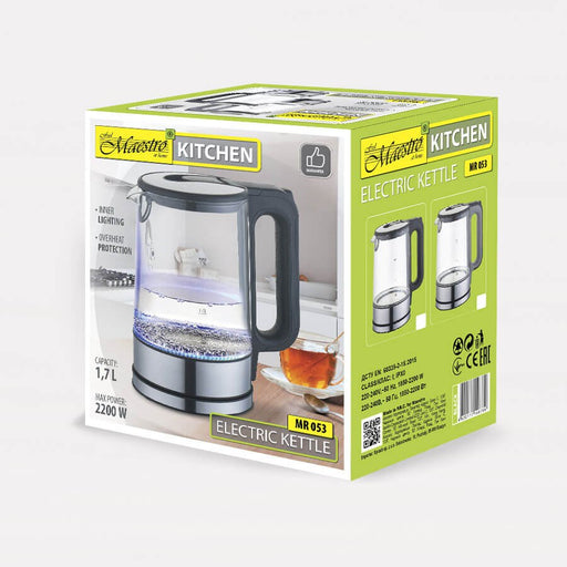 EAN 4820177148789 - Maestro MR053 tetera eléctrica 1,7 L 2200 W Negro, Transparente imagen 2
