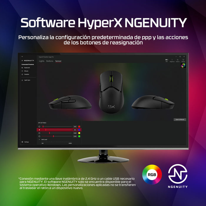 EAN 0198415001658 - HyperX Pulsefire Saga Pro Wireless Gaming Mouse ratón Juego Ambidextro RF Wireless + Bluetooth + USB Type imagen 3