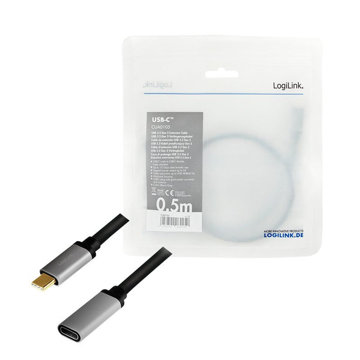 EAN 4052792062250 - LogiLink CUA0105 cable USB USB 3.2 Gen 2 (3.1 Gen 2) 0,5 m USB C Negro, Gris imagen 4