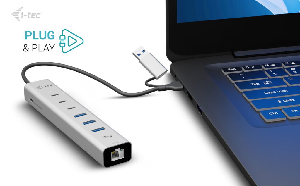 EAN 8595611707988 - i-tec CAHUBMETAL6LANPD hub de interfaz USB 3.2 Gen 1 (3.1 Gen 1) Type-A + Type-C 5000 Mbit/s Plata imagen 5