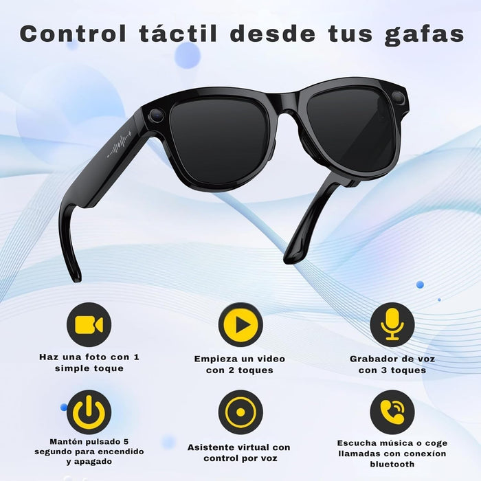 Gafas Inteligentes Smartia Vision Pro Charge - Ia · Cámara 4k · Cancelación De Ruido · Estuche Portátil Con 6 Cargas Extra