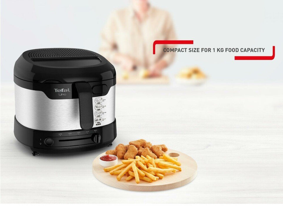 EAN 3045386381807 - Tefal Uno FF215D Sencillo Independiente 1600 W Freidora Negro, Acero inoxidable imagen 5