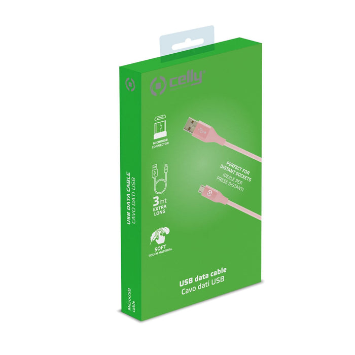 EAN 8021735747505 - Celly USBMICROCOL3MPK cable USB 3 m USB A Micro-USB B Rosa imagen 5