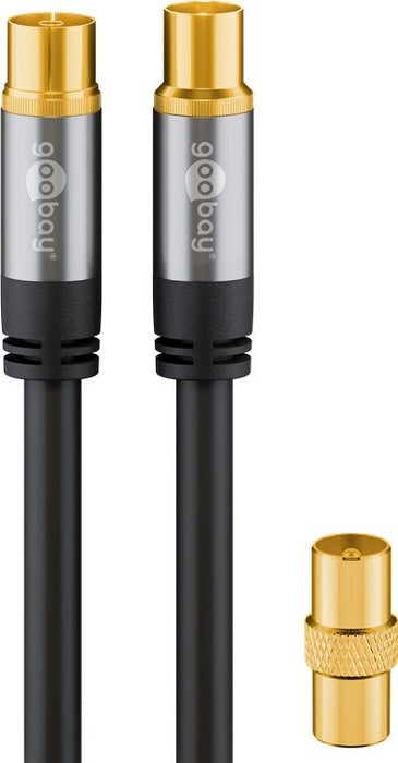 EAN 4040849703676 - Goobay 70367 cable coaxial 2 m Negro imagen 1