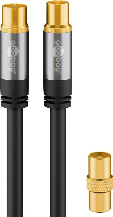 EAN 4040849703676 - Goobay 70367 cable coaxial 2 m Negro imagen 1