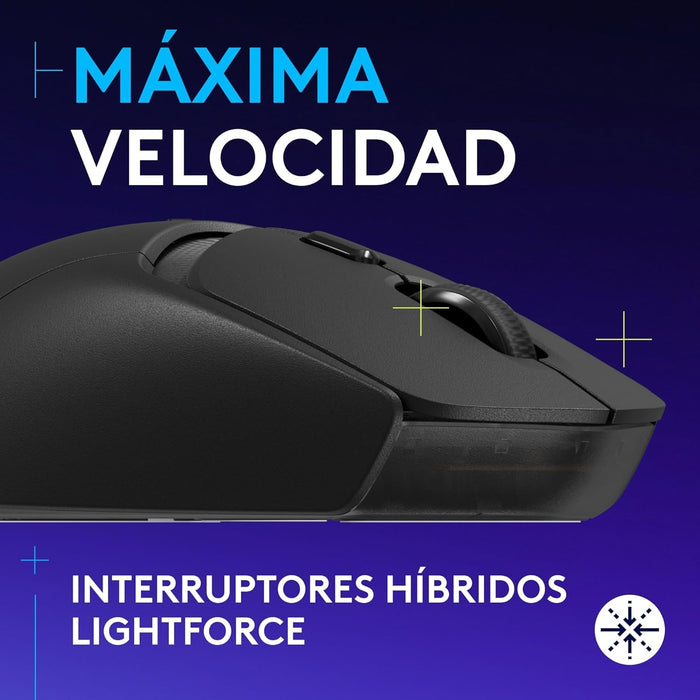 Logitech G309 Ratón Inalámbrico Lightspeed Gaming, Lightforce, Sensor Hero 25k, 6 Botones Programables - Negro
