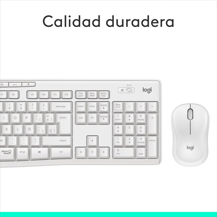 Teclado Español + Ratón Logitech Mk295 Silent Touch Blanco