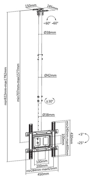 EAN 4015867204979 - Equip 650321 soporte para pantalla de señalización 177,8 cm (70") Negro imagen 8