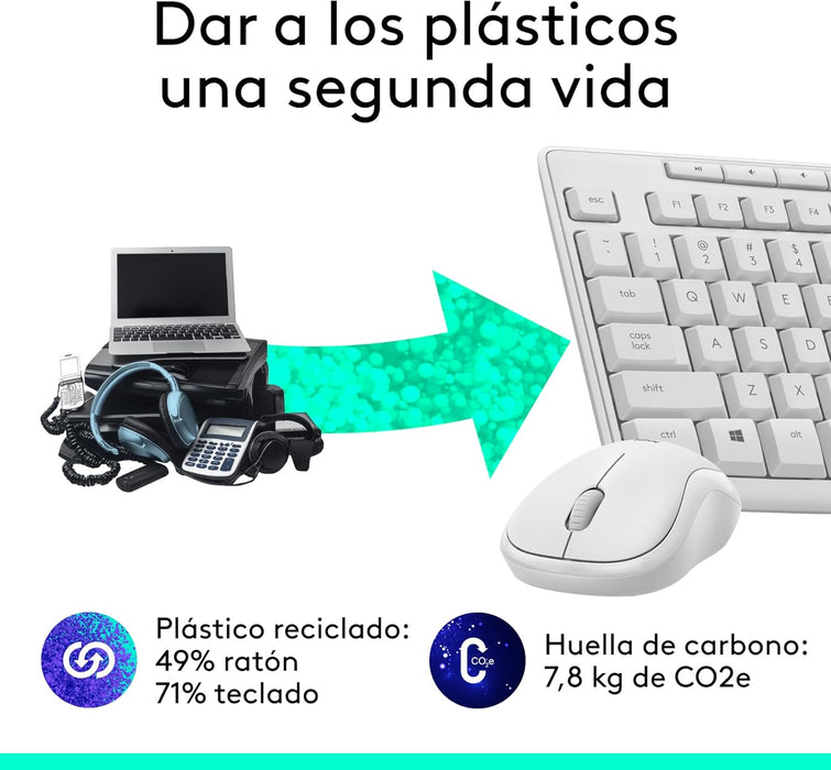Teclado Español + Ratón Logitech Mk295 Silent Touch Blanco