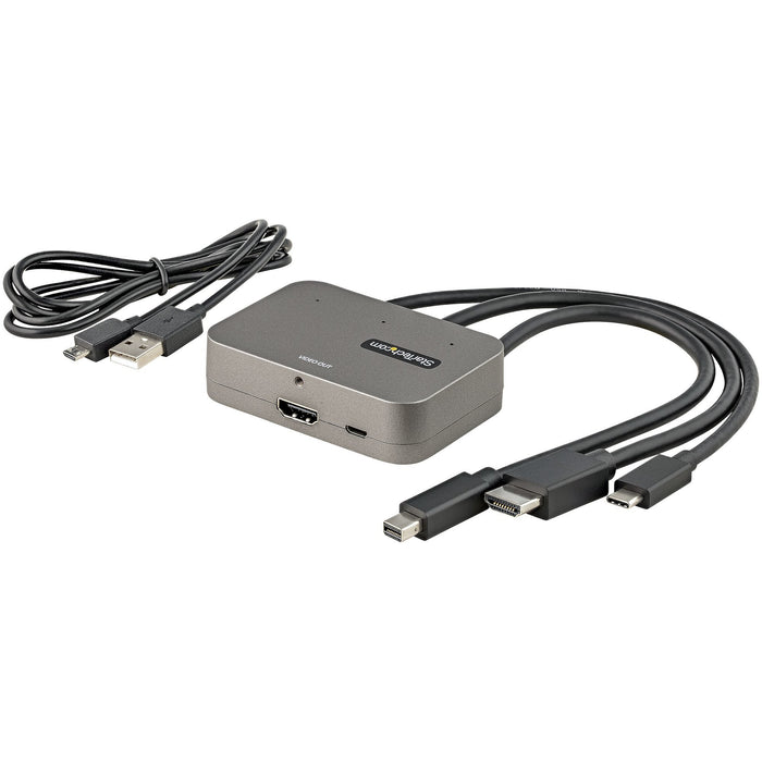 EAN 65030881104 - StarTech.com CDPHDMDP2HD adaptador de cable de vídeo 0,27 m HDMI + USB HDMI + Mini DisplayPort + USB Type-C imagen 5