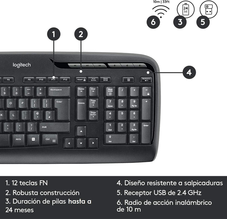 Teclado Español + Raton Logitech Mk330 Inalambrico 920-003978