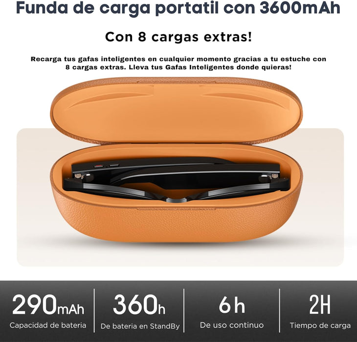 Gafas Inteligentes Smartia Vision Pro Charge - Ia · Cámara 4k · Cancelación De Ruido · Estuche Portátil Con 6 Cargas Extra