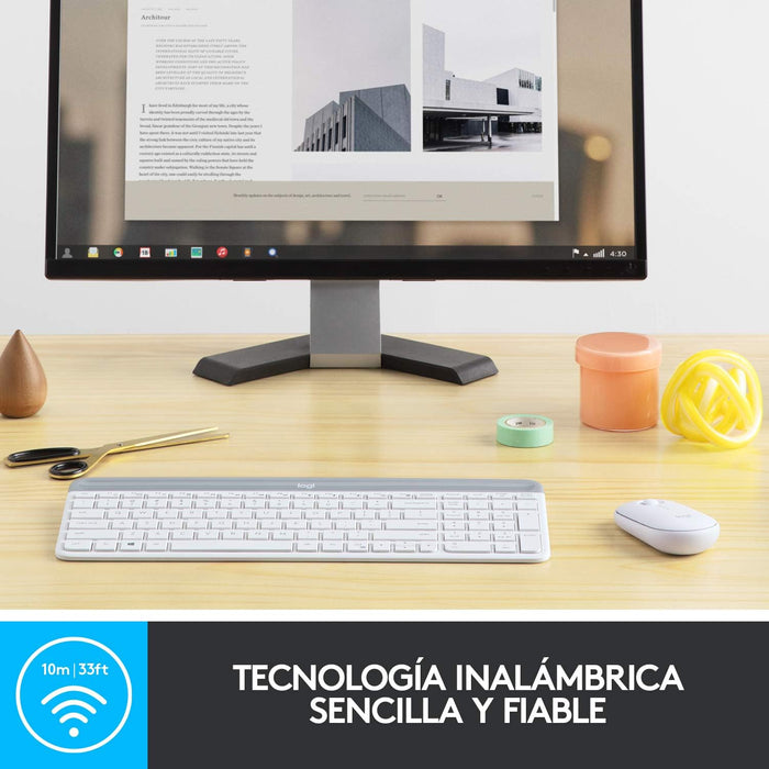 Teclado Español + Ratón Logitech Mk470 Inalámbrico Blanco