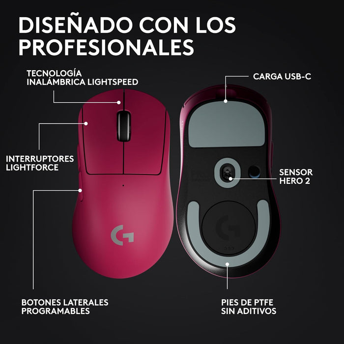 Ratón Logitech G Pro X Superlight 2 Dex Ergonómico Diestro Óptico 5 Botones Inalámbrico Cableado 2.4 Ghz Usb Rosa