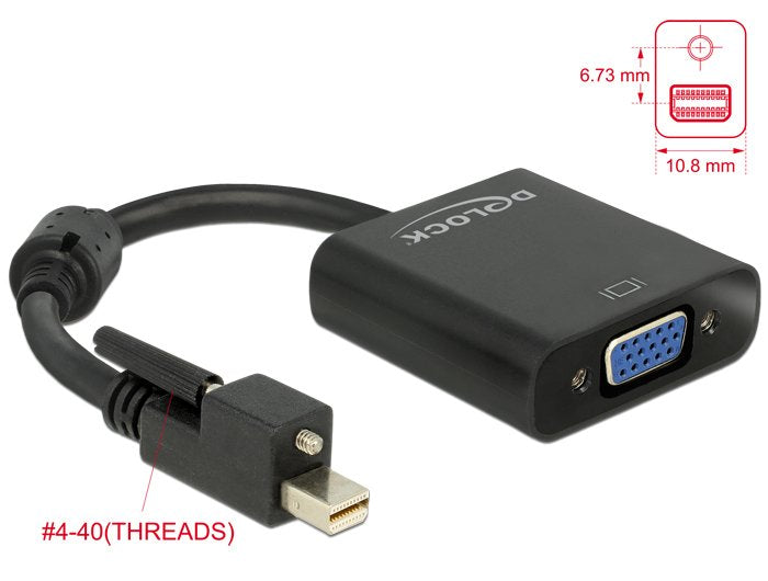 EAN 4043619626410 - DeLOCK 62641 adaptador de cable de vídeo 0,25 m Mini DisplayPort VGA (D-Sub) Negro imagen 1