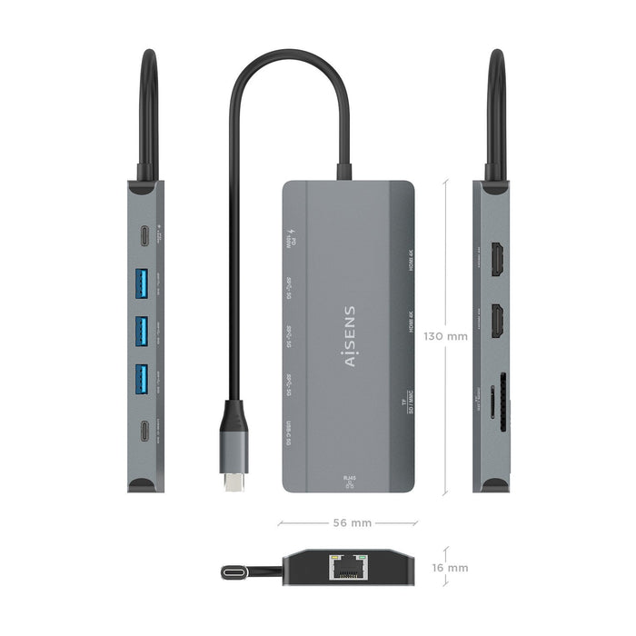 EAN 8435739905418 - AISENS ASUC-10P052-GR base para portátil y replicador de puertos Alámbrico USB 3.2 Gen 1 (3.1 Gen 1) Type imagen 4