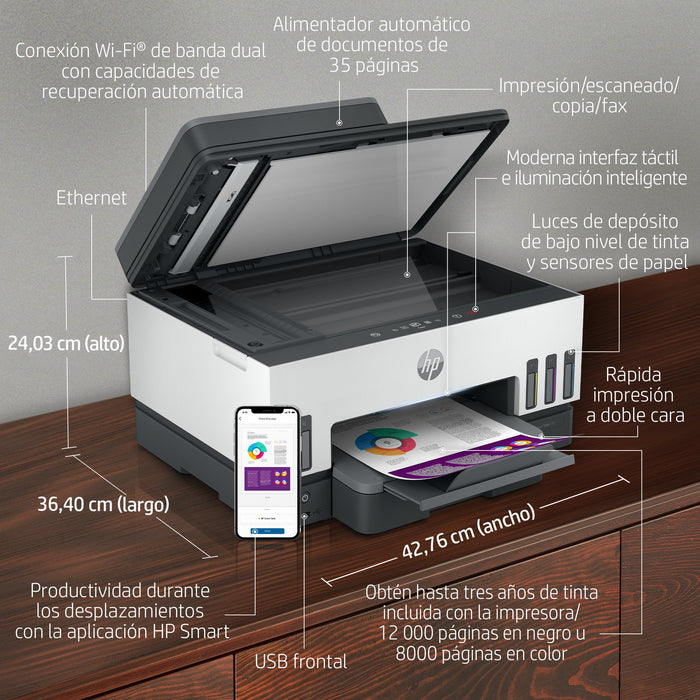 EAN 0195908302643 - HP Smart Tank 7605 All-in-One Printer Inyección de tinta térmica A4 4800 x 1200 DPI 15 ppm Wifi imagen 5