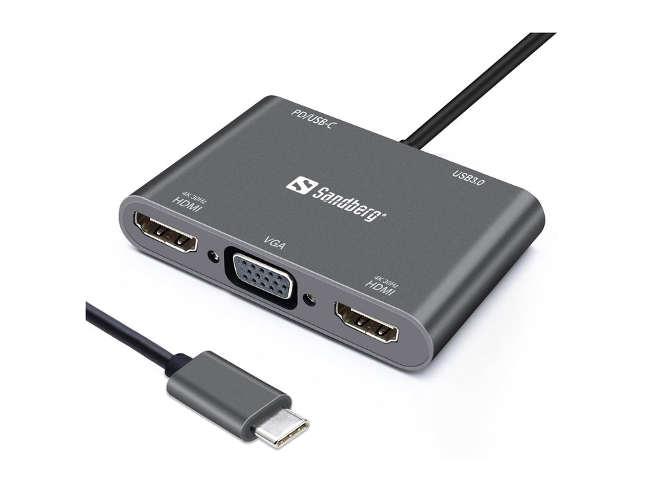 EAN 5705730136351 - Sandberg 136-35 base para portátil y replicador de puertos Alámbrico USB 3.2 Gen 1 (3.1 Gen 1) Type-C Gri imagen 1