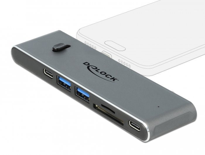EAN 4043619877522 - DeLOCK 87752 base para portátil y replicador de puertos Alámbrico USB 3.2 Gen 1 (3.1 Gen 1) Type-C Gris imagen 1