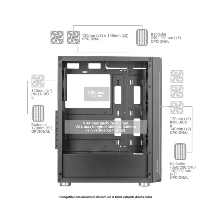 EAN 8435693103288 - Mars Gaming MCFW carcasa de ordenador Midi Tower imagen 5