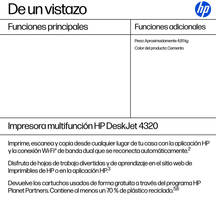 EAN 198701680222 - HP DeskJet 4320 Inyección de tinta térmica A4 4800 x 1200 DPI 8,5 ppm Wifi imagen 3