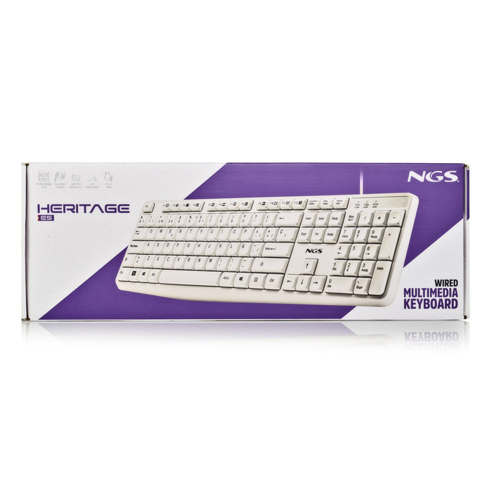EAN 8435430628319 - NGS HERITAGE teclado Universal USB QWERTY Español Blanco imagen 7