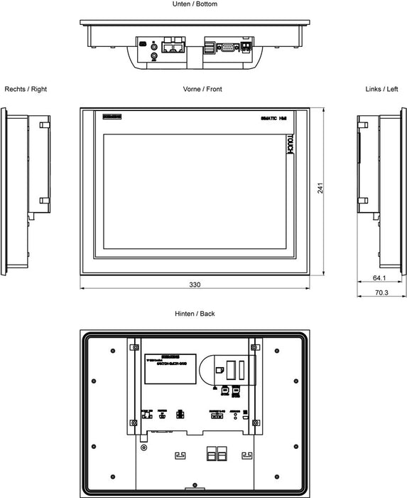 EAN 4025515079002 - Siemens 6AV2124-0MC01-0AX0 panel de control táctil 30,7 cm (12.1") 800 x 1280 Pixeles imagen 3