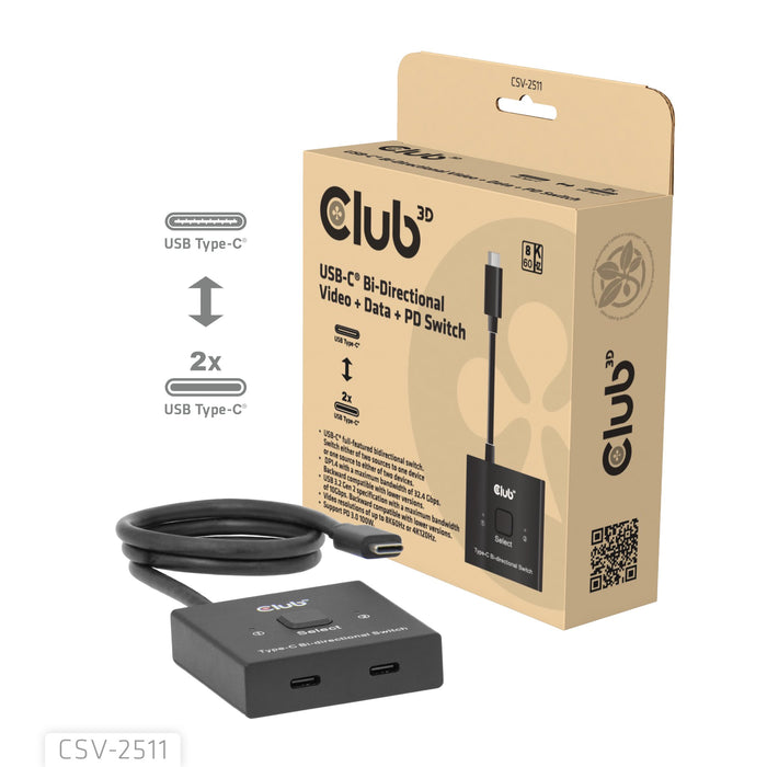 EAN 8719214473310 - CLUB3D CSV-2511 divisor de video USB Tipo C 2x DisplayPort imagen 2