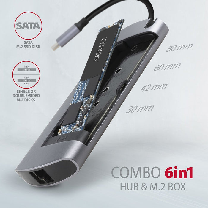 EAN 8595247905796 - Axagon HMC-6M2 base para portátil y replicador de puertos Alámbrico USB 3.2 Gen 1 (3.1 Gen 1) Type-C Alum imagen 2