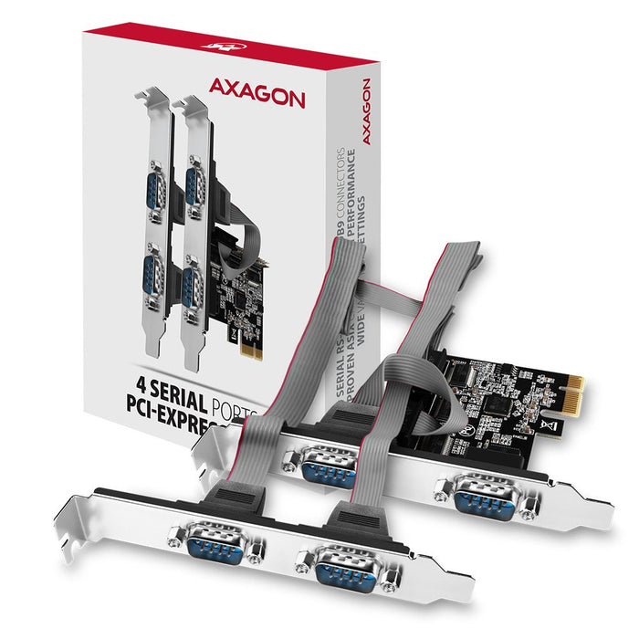 EAN 8595247905413 - Axagon PCEA-PSN PCIe-Adapter mit 4x Seriell-Ports - ASIX AX99100 Chipsatz tarjeta y adaptador de interfaz imagen 6