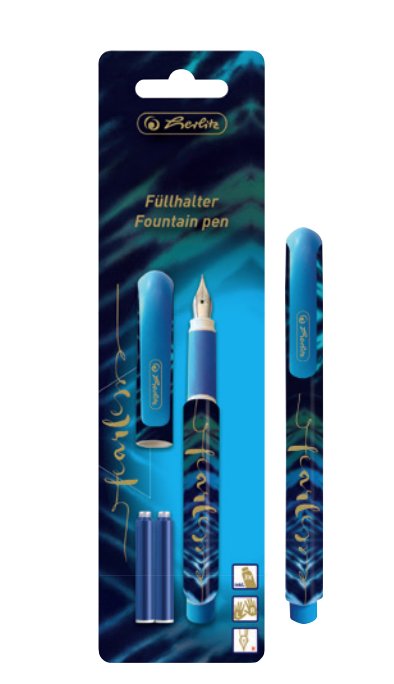 EAN 4008110367262 - Herlitz New Batik Fearless pluma estilográfica Sistema de carga por cartucho Azul, Oro 1 pieza(s) imagen 1