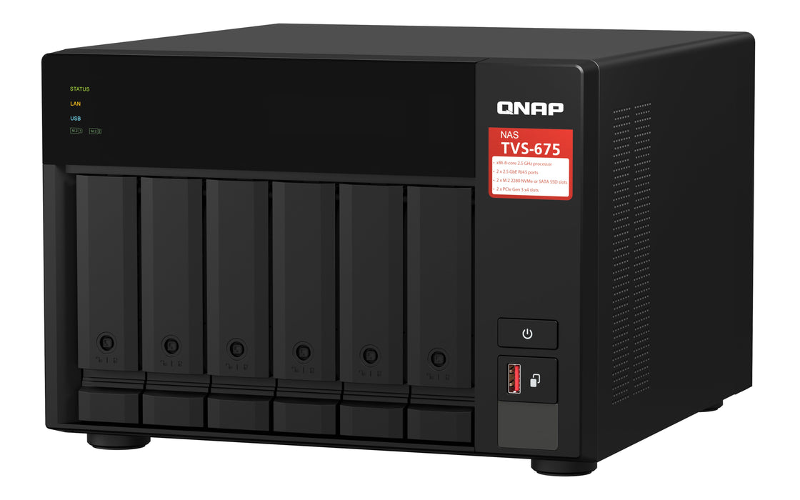 EAN 4713213519387 - QNAP TVS-675 NAS Torre ZhaoXin KaiXian KX-6000 KX-U6580 8 GB DDR4 0 TB QuTS hero Negro imagen 5