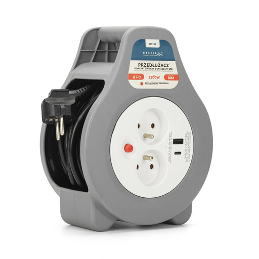 EAN 5901811410611 - Montis Przedłużacz domowy zwijany z USB 10m MT188 2 salidas AC imagen 1