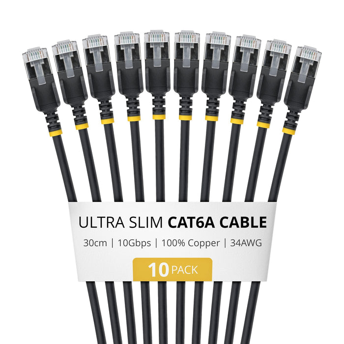 EAN 65030935937 - StarTech.com 6ASTP34BKS30CM10PK cable de red Negro 0,3 m Cat6a U/FTP (STP) Alrededor imagen 1