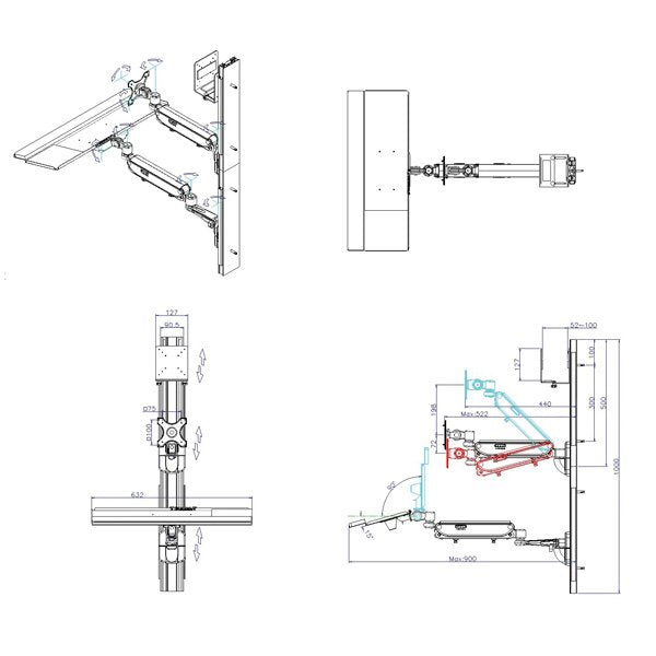EAN 7611990916696 - VALUE Wallmount Workstation, Pneumatic imagen 3