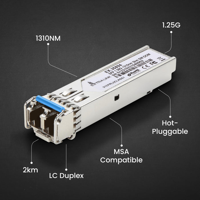 EAN 5905090335894 - Extralink SFP 1.25G 2-pack | Moduł SFP | 1,25Gbps, LC/UPC, 1310nm, 2km, single mode, DOM (EX.35894) red m imagen 8