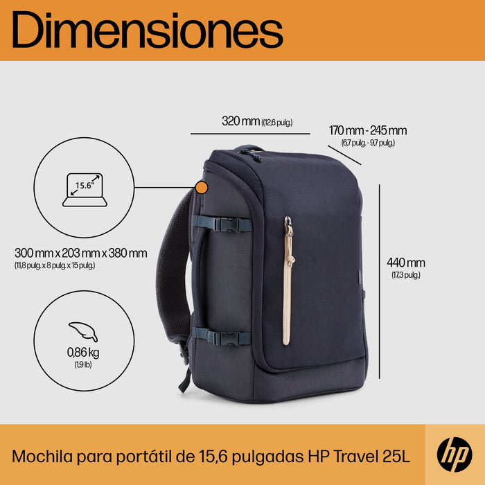 EAN 0196548661084 - HP Travel 25 Liter 15.6 Blue Night Laptop Backpack 39,6 cm (15.6") imagen 2