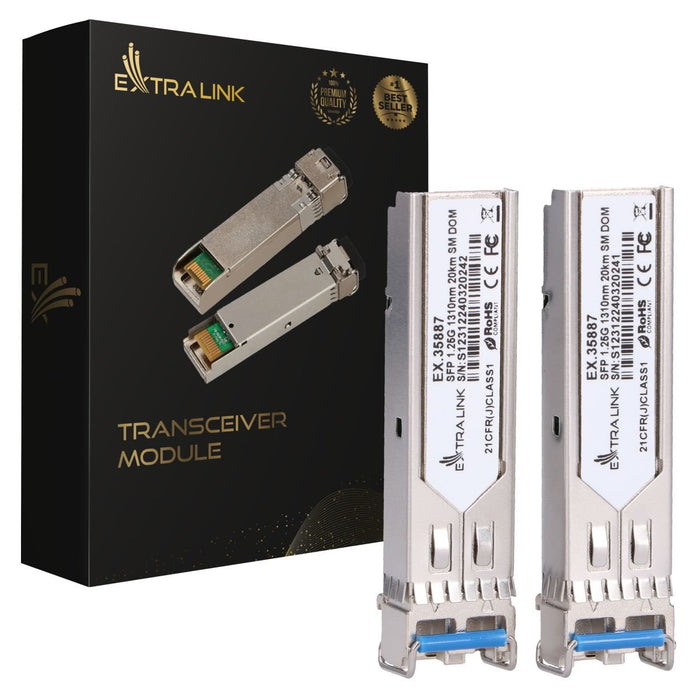 EAN 5905090335887 - Extralink SFP 1.25G 2-pack | Moduł SFP | 1,25Gbps, LC/UPC, 1310nm, 20km, single mode, DOM (EX.35887) red  imagen 1